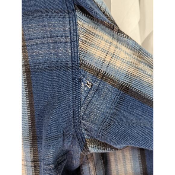 Lee Blue/Ivory Plaid Cotton Button Up Long Sleeve 1 Pocket Vintage Size Large - Picture 9 of 12